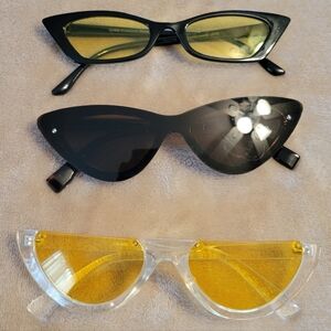 Stylish Women's Sunglasses Set - Black, Yellow, and Clear. All Three For $18